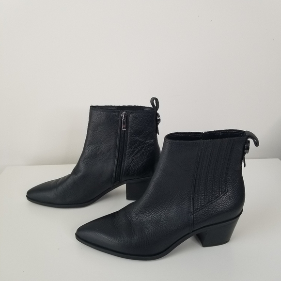 Franco Sarto Black Leather Shay Western Fashion Booties Size 6.5M Ankle Boots - Picture 11 of 11